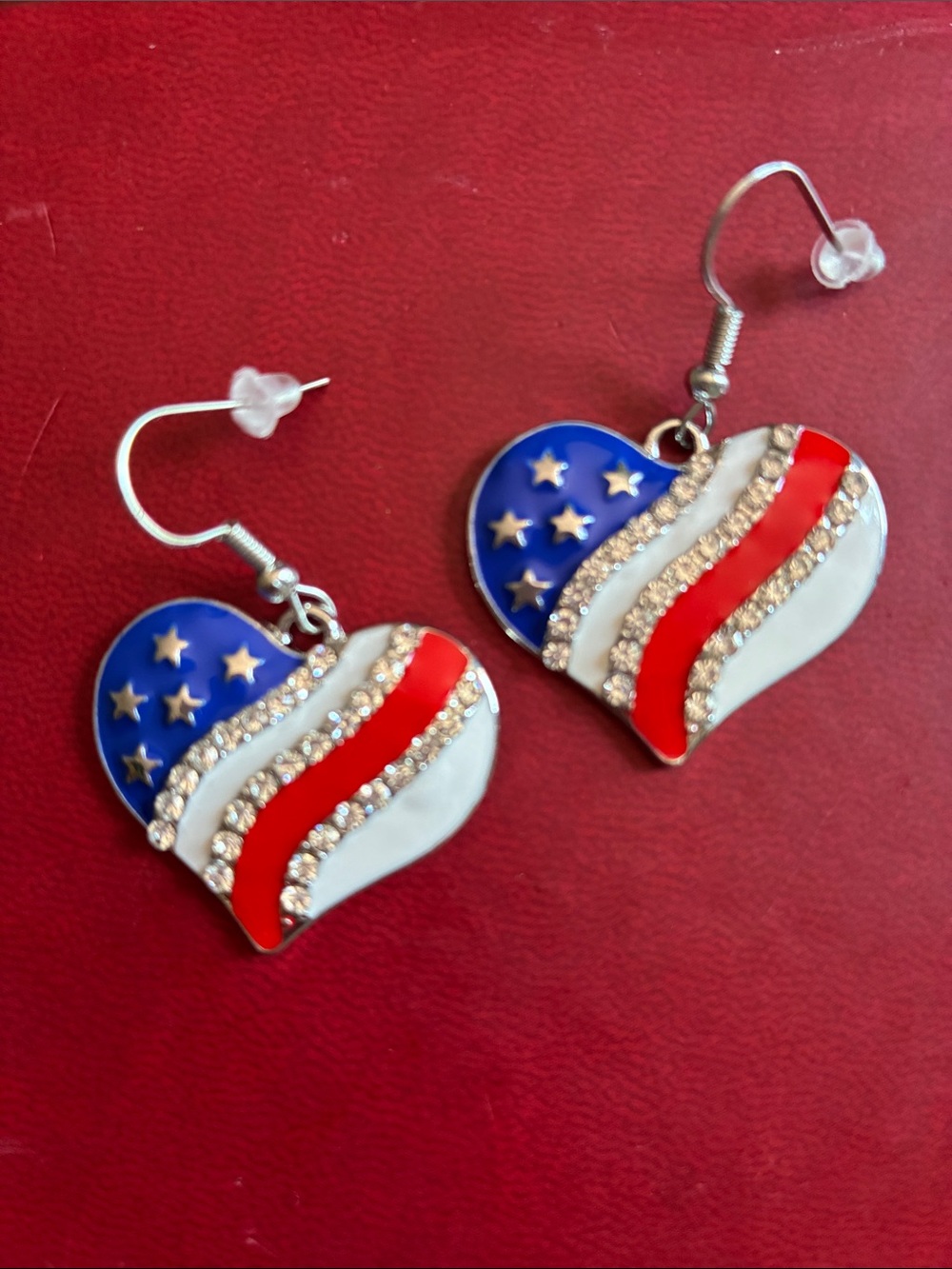 Patriotic Heart Shape Earrings